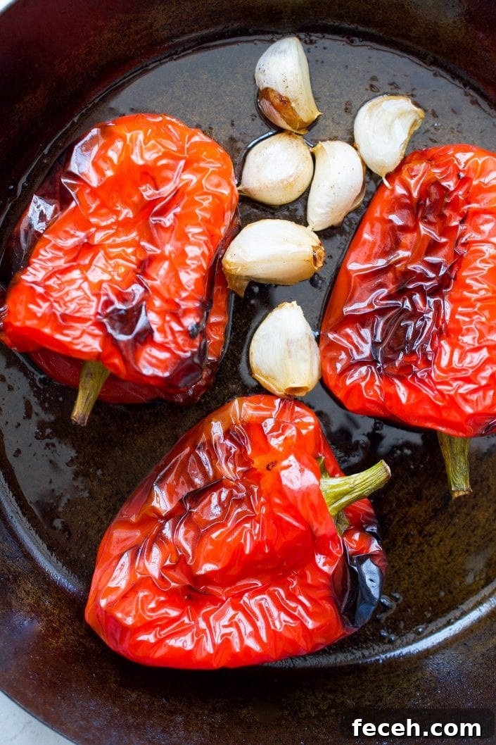Creamy red pepper dip in a bowl