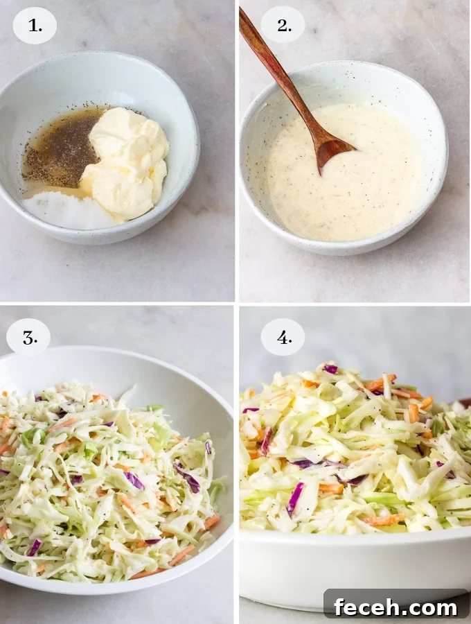 Classic Southern Coleslaw Recipe with Tangy Creamy Dressing 4 Southern Coleslaw recipe step by step