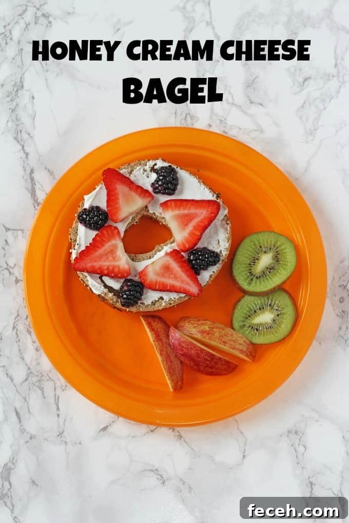 7 Kid-Friendly Breakfast Ideas for a Week of Mornings 6 Breakfast Ideas For Kids 3 - Honey Cream Cheese Bagel