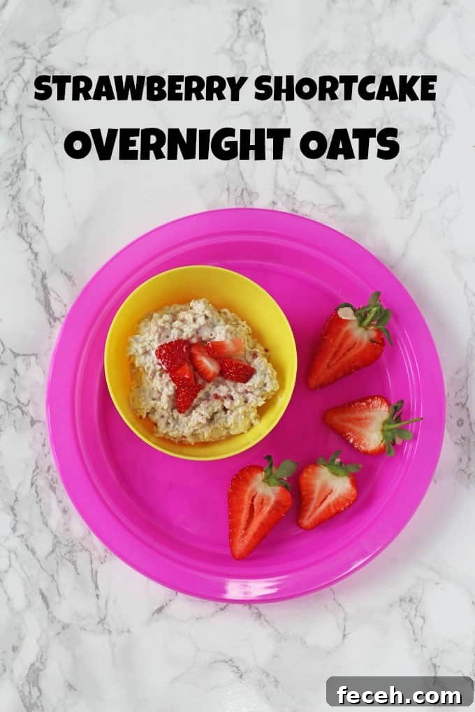 7 Kid-Friendly Breakfast Ideas for a Week of Mornings 8 Breakfast Ideas For Kids 5 - Strawberry Shortcake Overnight Oats
