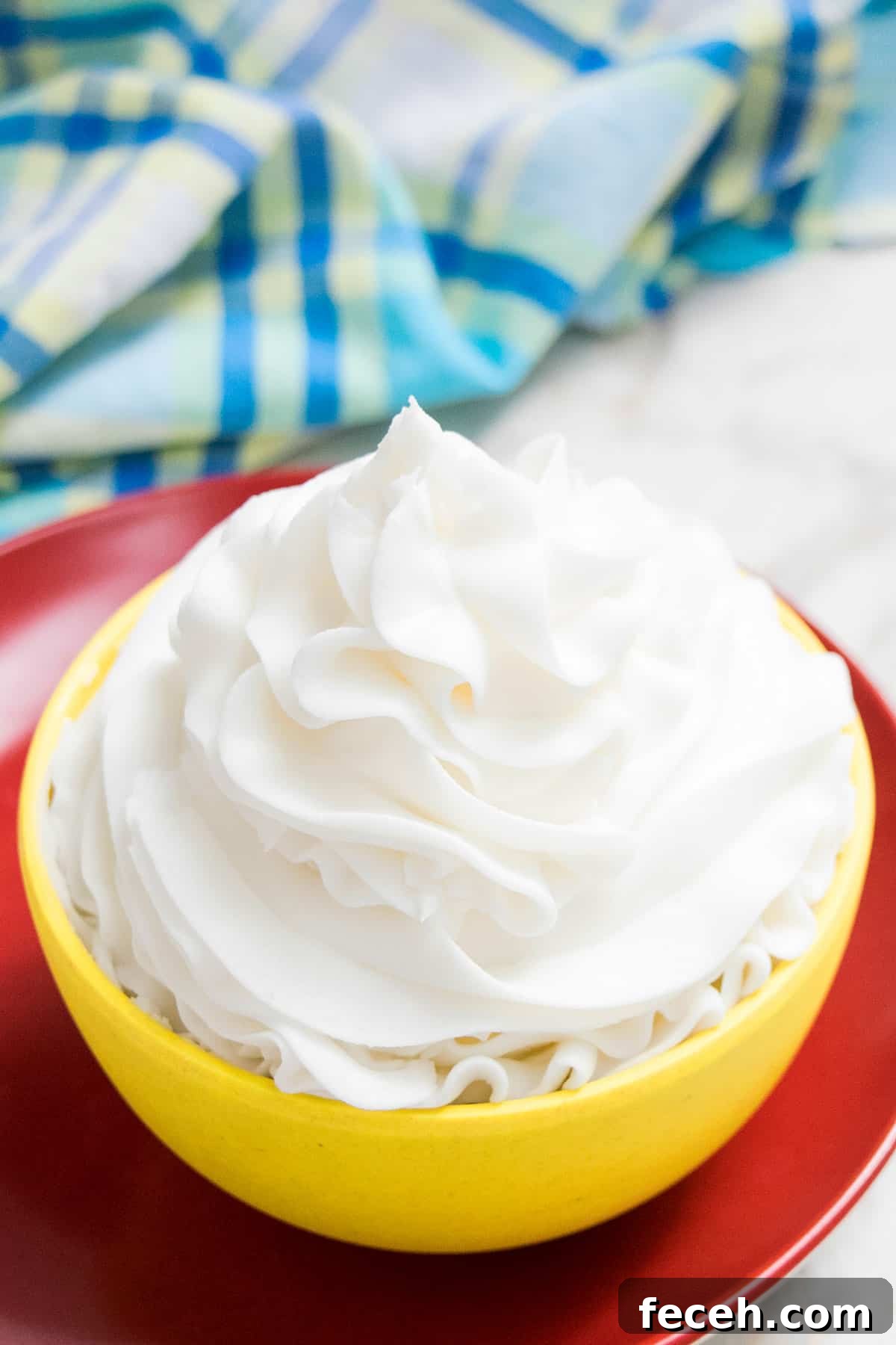 Closeup Shot of Bowl of White Vanilla Icing.