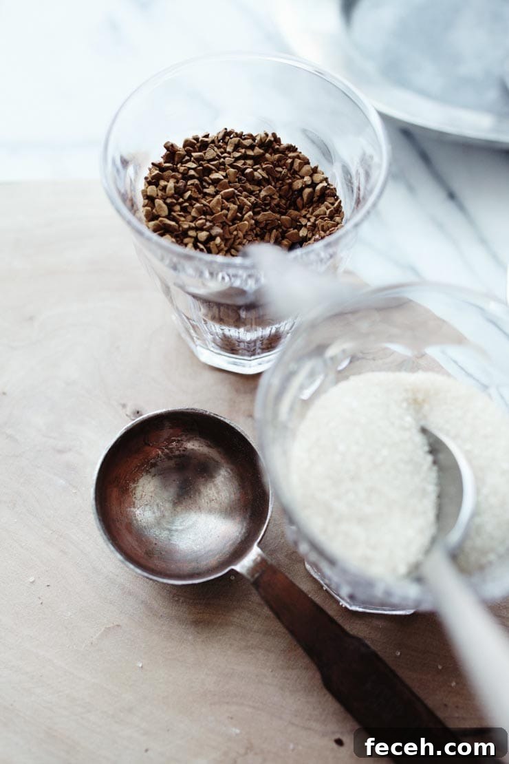 Instant coffee and sugar for whipped coffee recipe