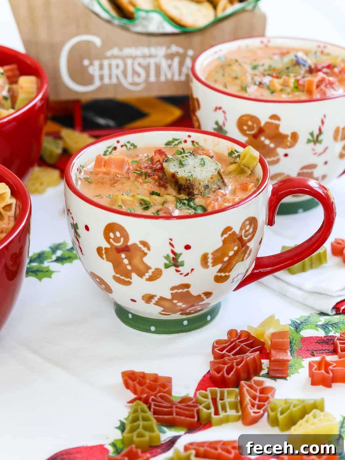 Christmas Soup with sausage on top