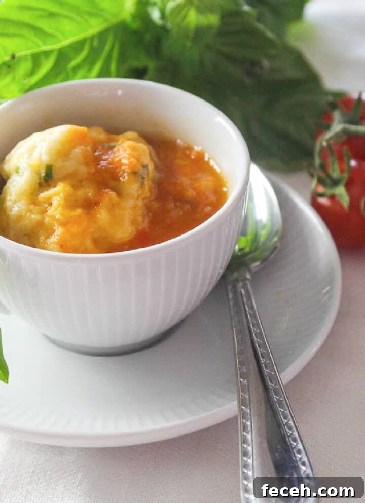 Tomato Soup With Basil Dumplings