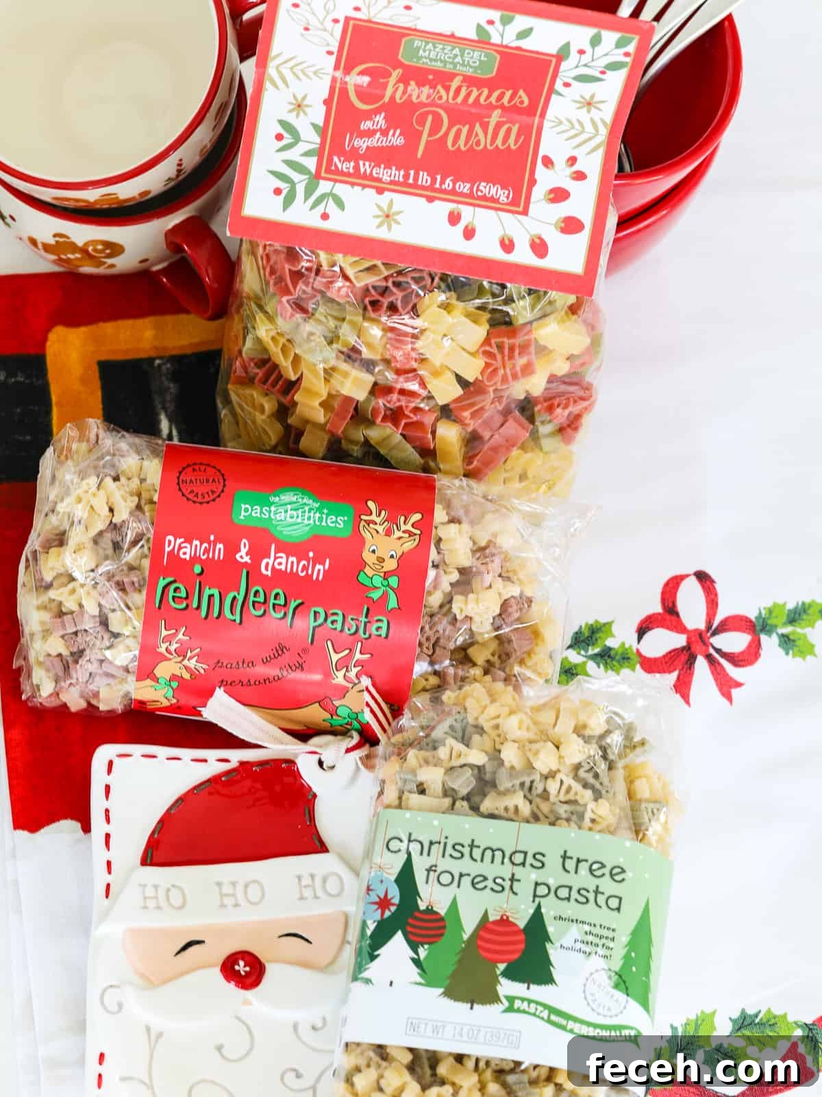 Three bags of Christmas pasta