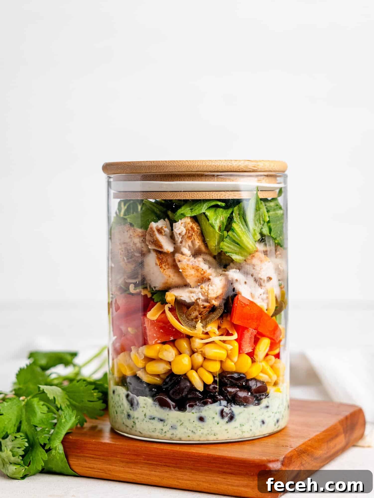Mexican Chicken Salad meal-prep jar.