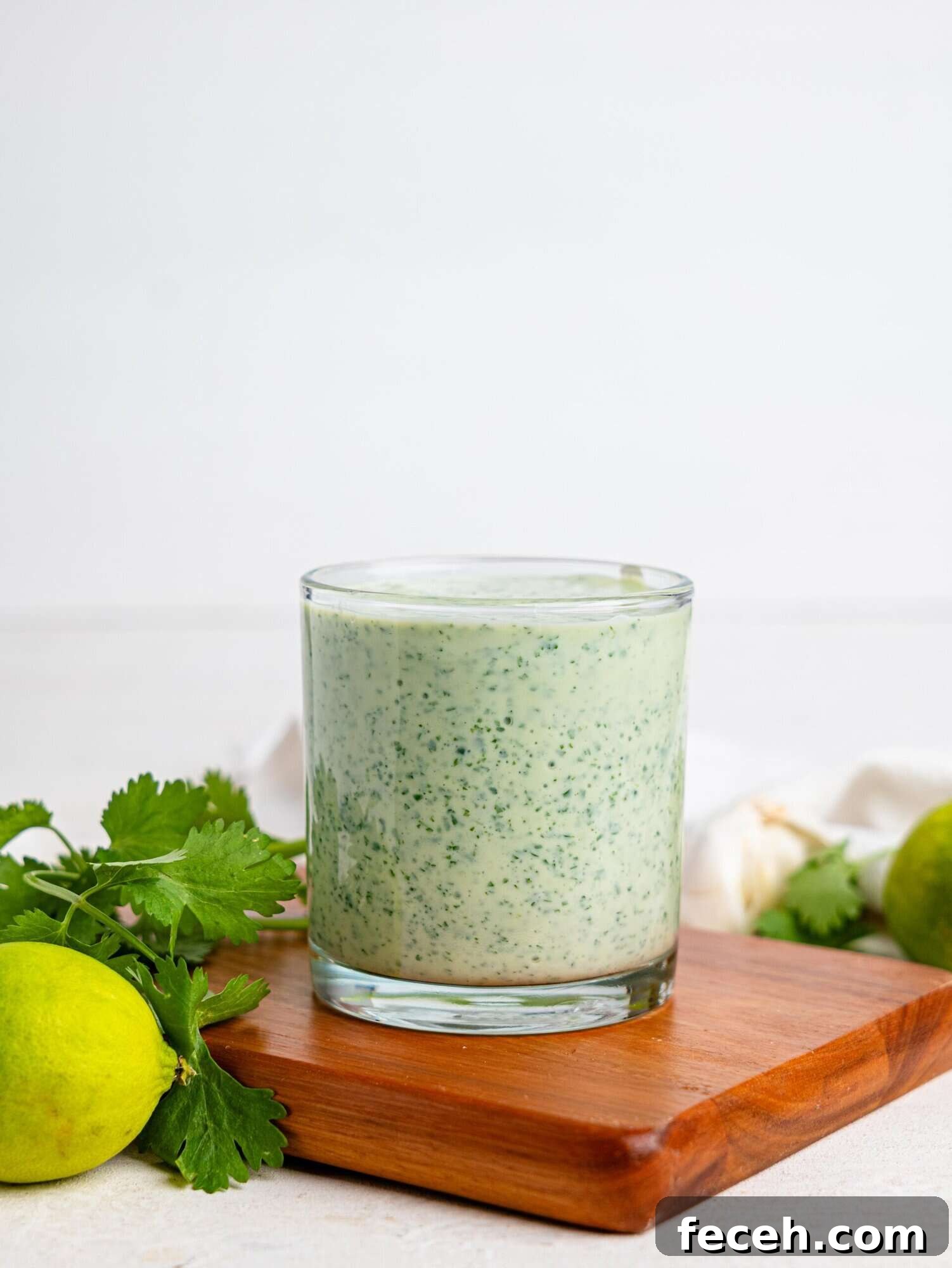 Cilantro and Lime Dressing in a glass.