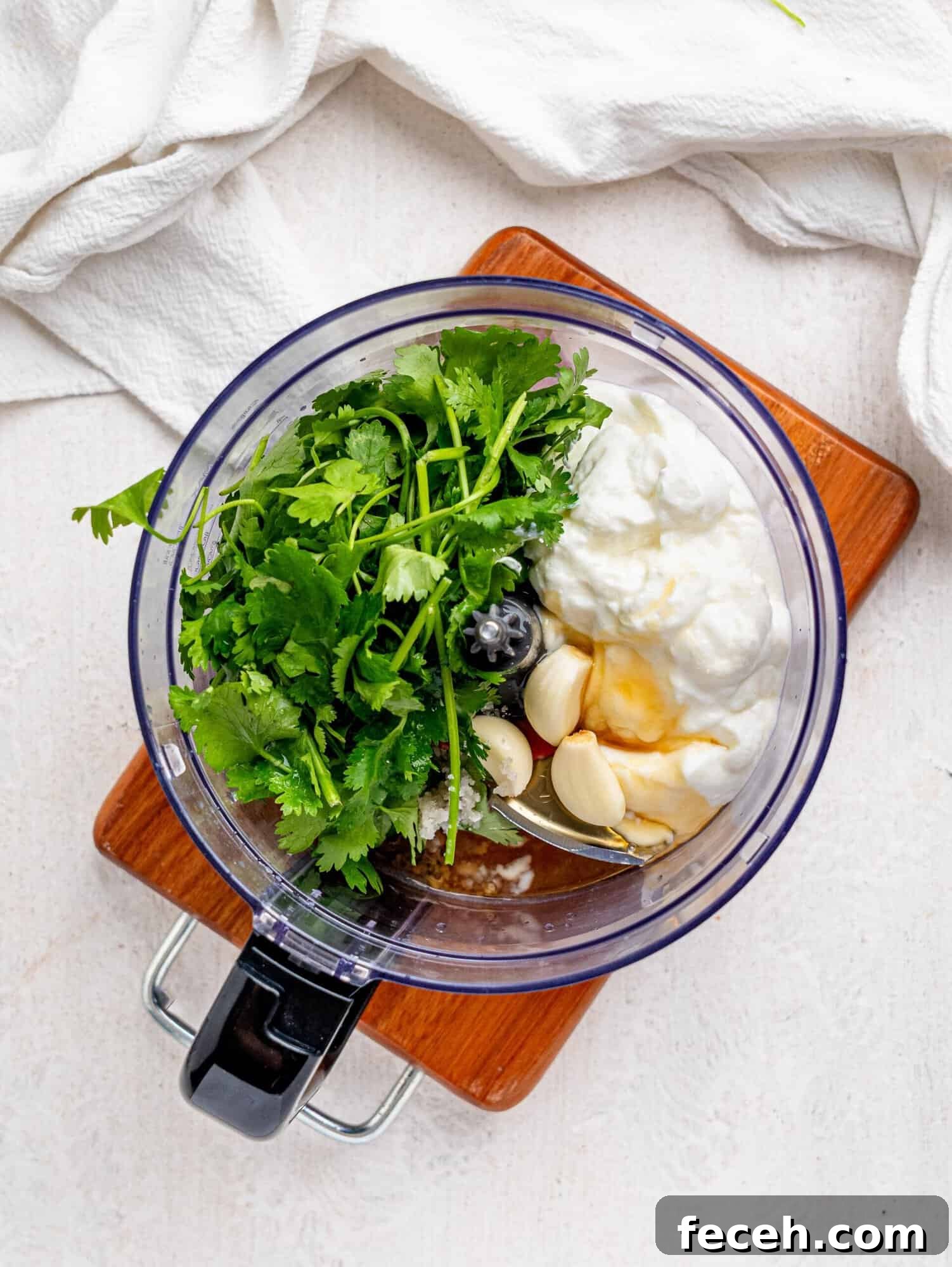 Cilantro and Lime dressing in a food processor.