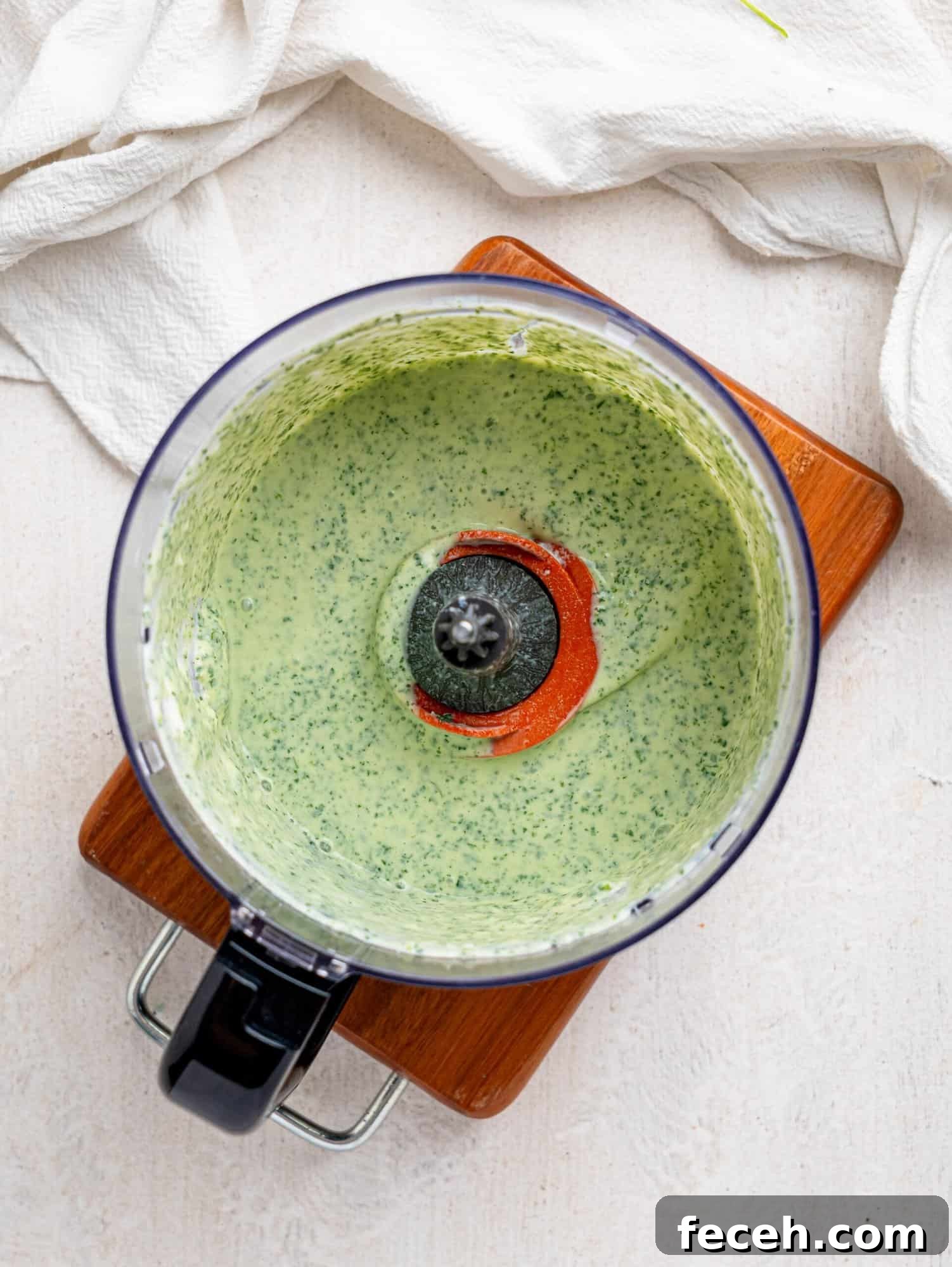 Cilantro and Lime Dressing blended in a food processor.