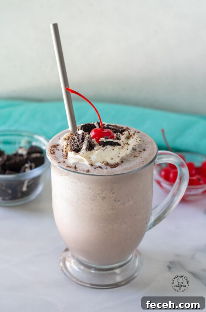 Cookies and Cream Milkshake Recipe — Creamy Oreo Shake Guide 5 cookies and cream milkshake with a metal straw