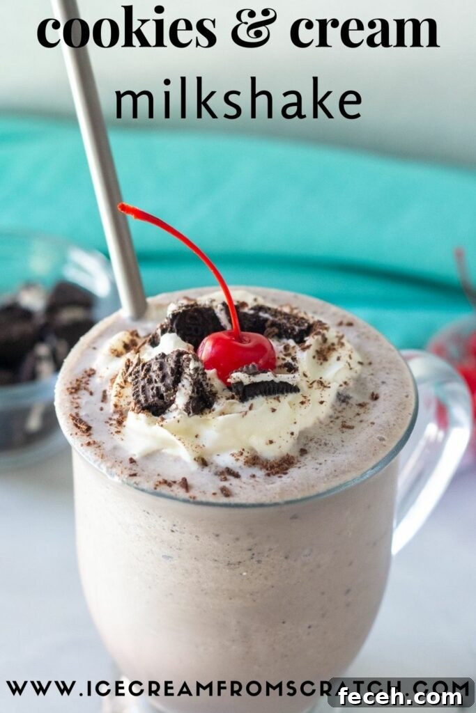 Cookies and Cream Milkshake Recipe — Creamy Oreo Shake Guide 6 pinterest pin collage for cookies and cream milkshake