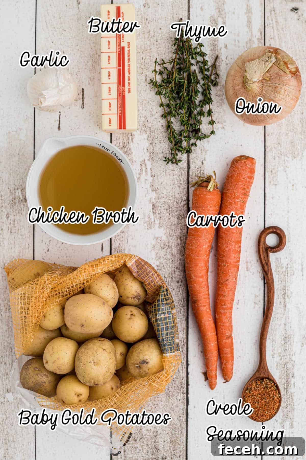 Ingredients needed to make instant pot potatoes and carrots.