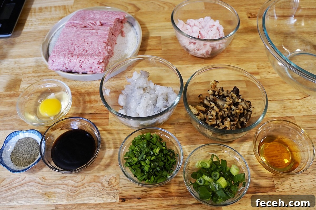 Pork and Shrimp Dumplings Ingredients