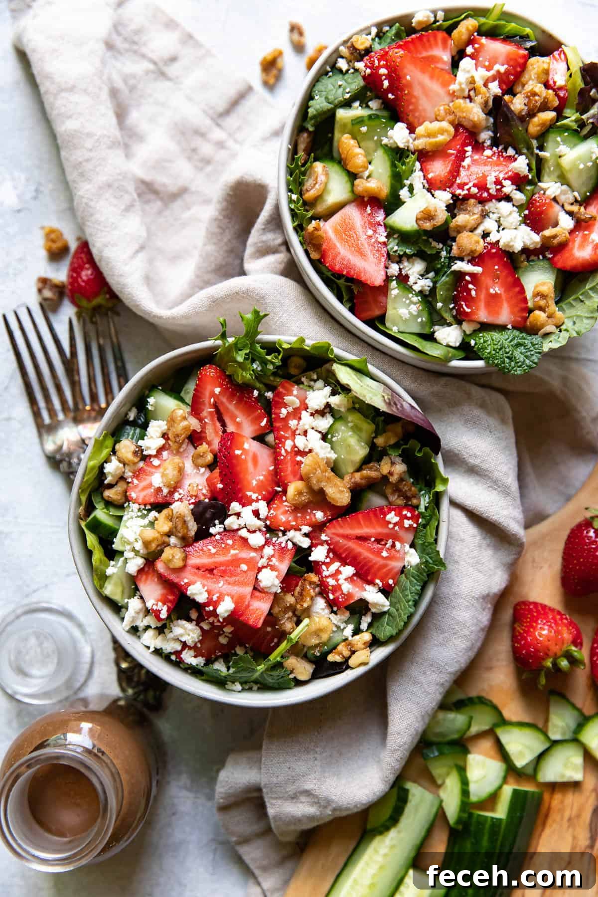 Strawberry feta salad close-up