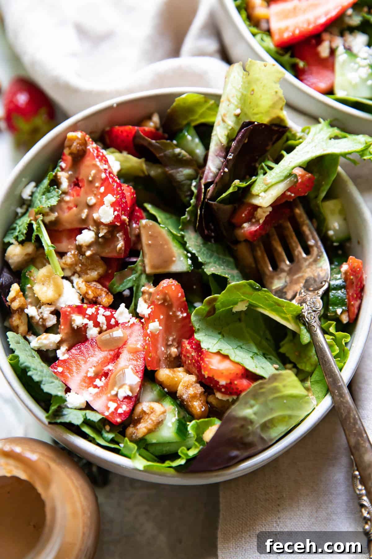 Serving of strawberry feta salad