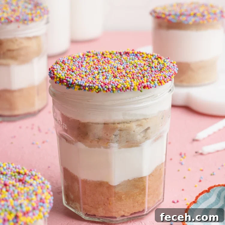 Protein dot cake in a jar