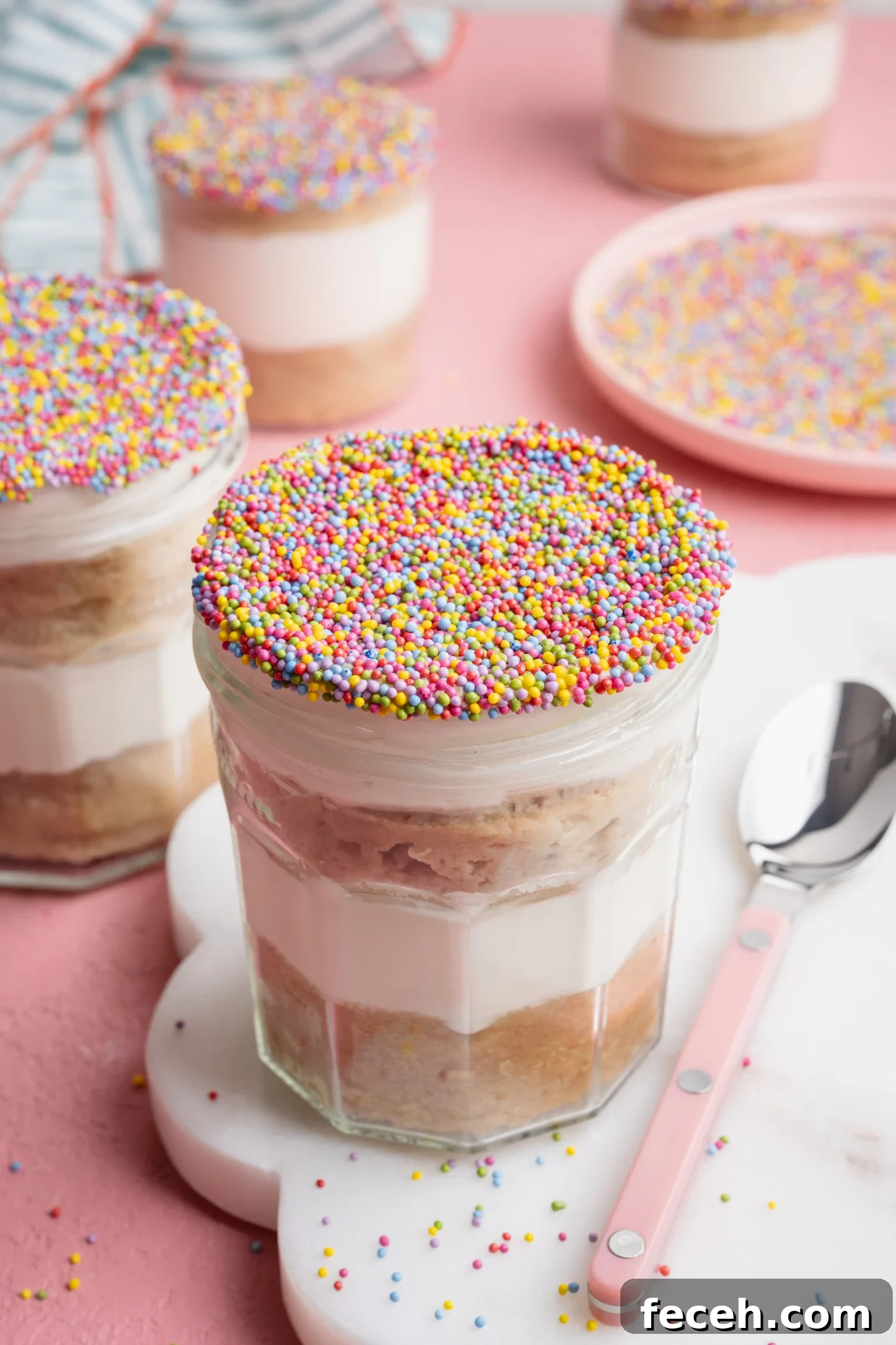 Protein dot cake close-up