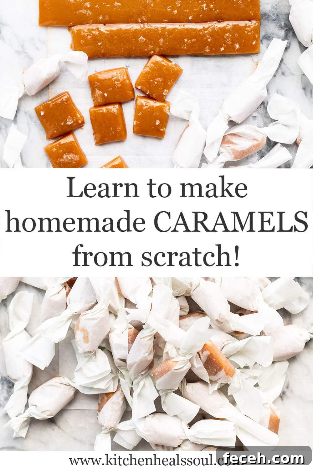 Cutting and wrapping homemade salted caramels as edible gifts