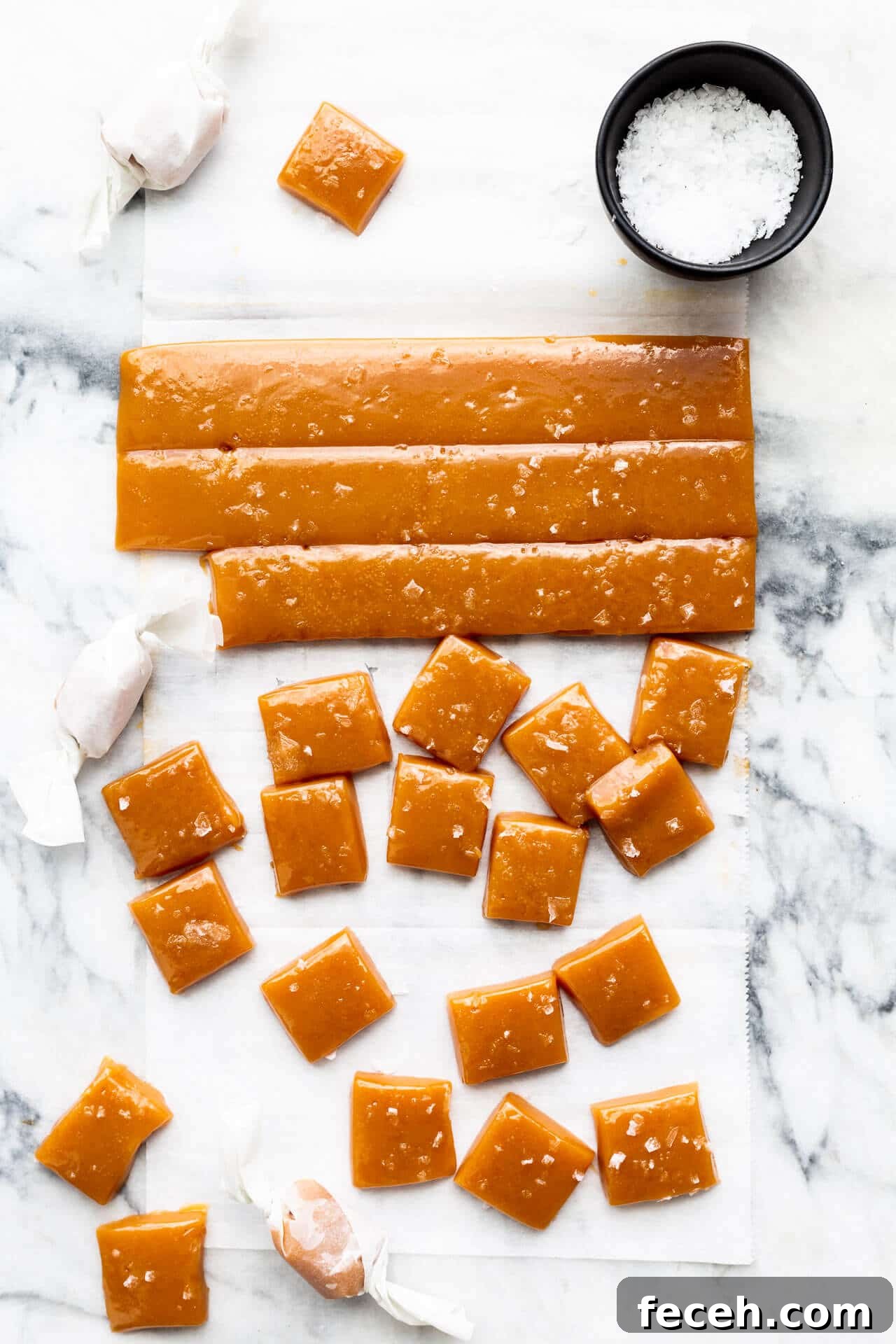 Cutting and wrapping homemade soft caramels
