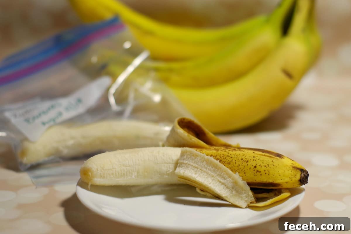 Freezing peeled bananas - Foodmeanderings.com