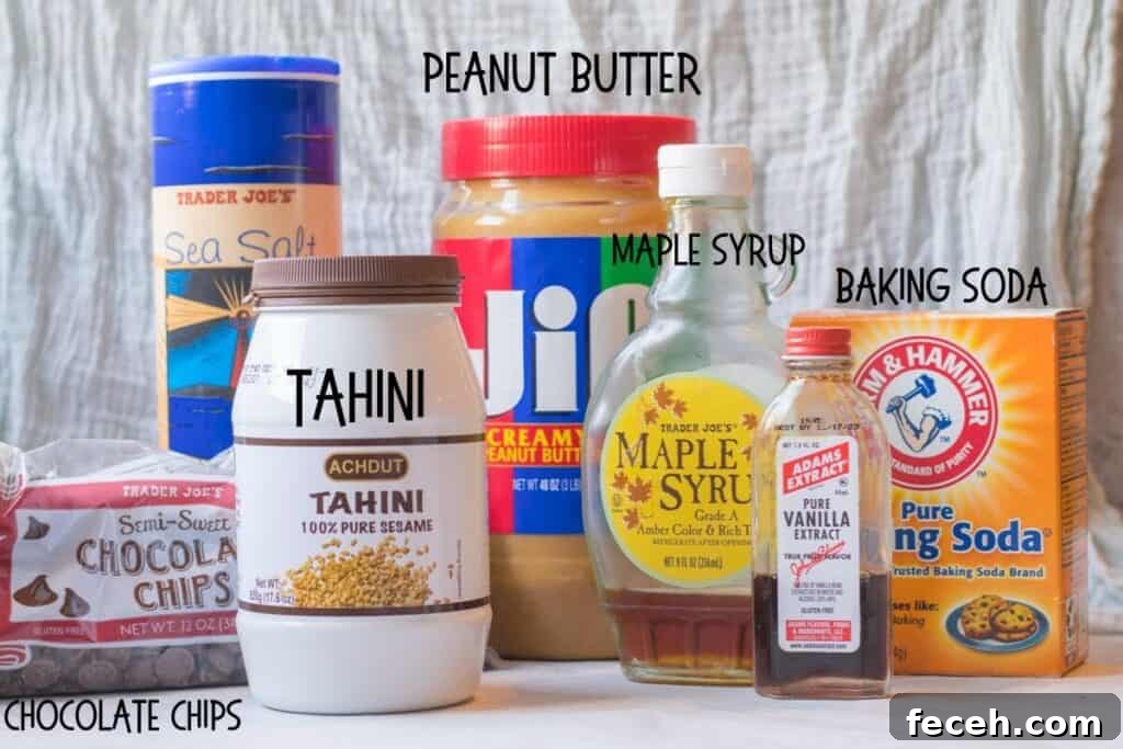 ingredients for tahini chocolate chip bars