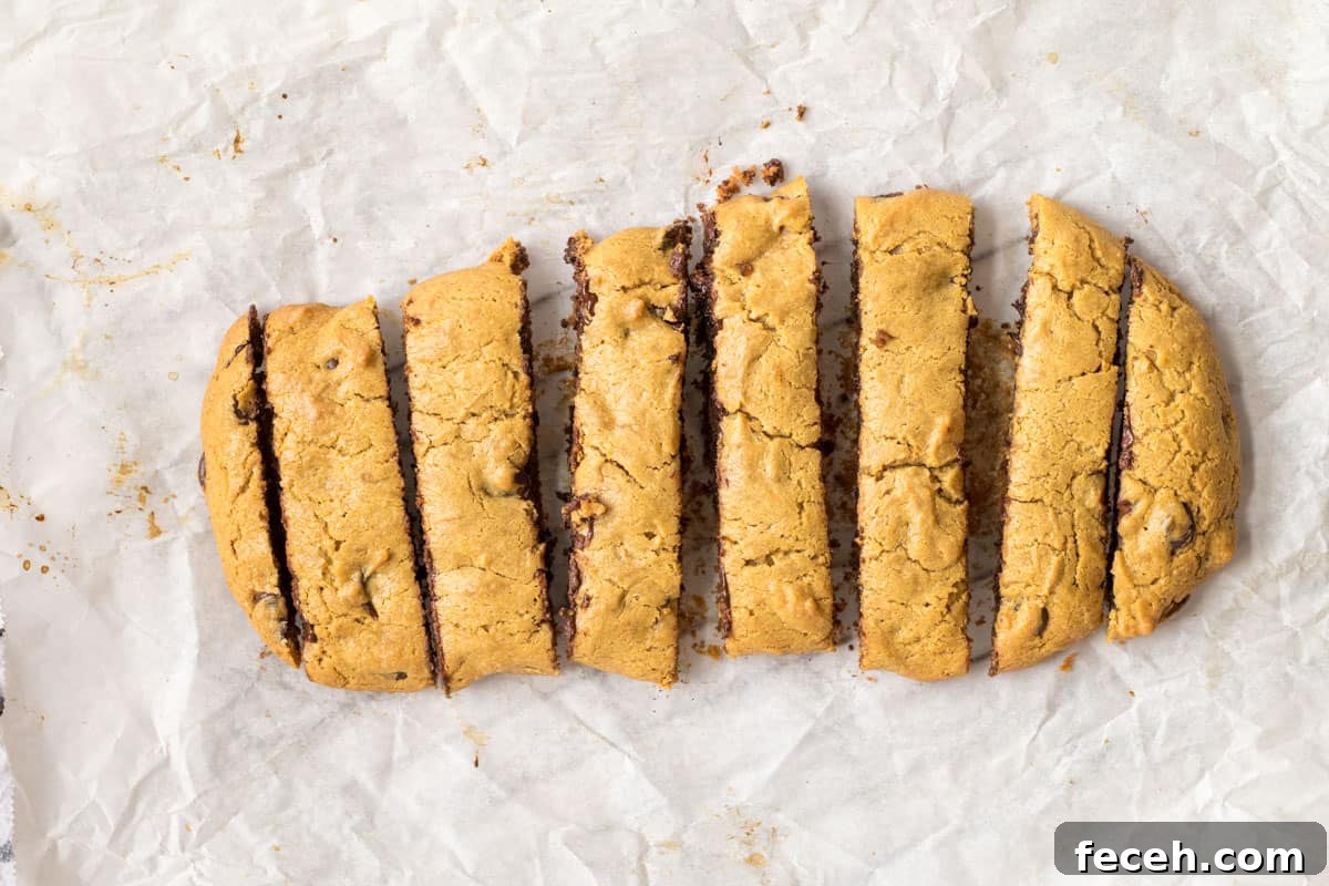 cookie bars sliced on a baking sheet