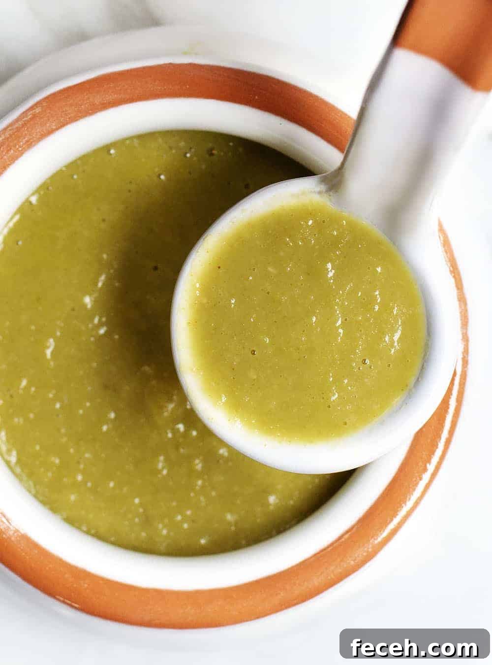 Green Enchilada Sauce in a white bowl